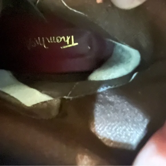 Vintage Leather Cone Heel Knee High Boots Wood Stack Heel Thom McAn Red 10B - Picture 9 of 10